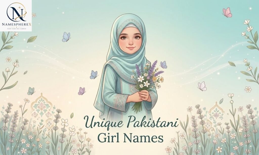 Beautiful unique Pakistani girl names in a soft cultural design