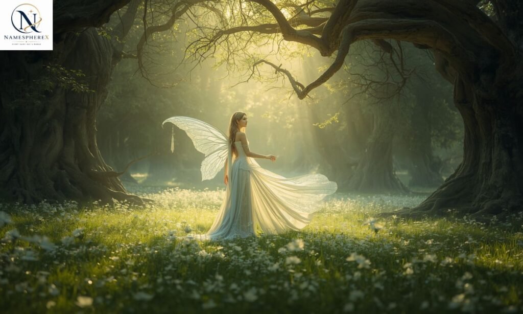  Elegant fae guardian in a woodland setting for Best Fae Names
