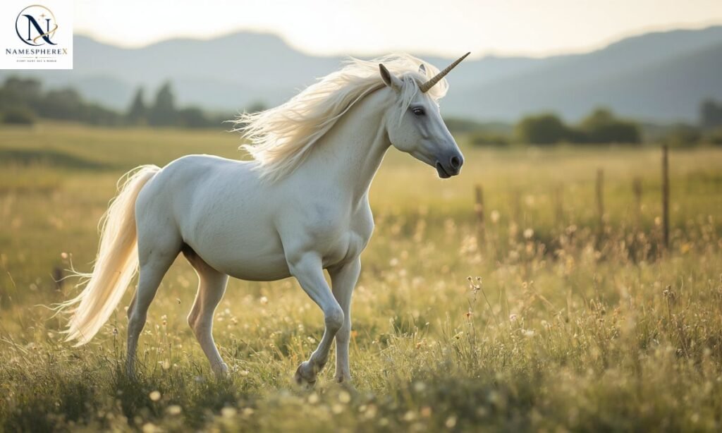  Majestic white unicorn in a sunlit meadow for best unicorn names
