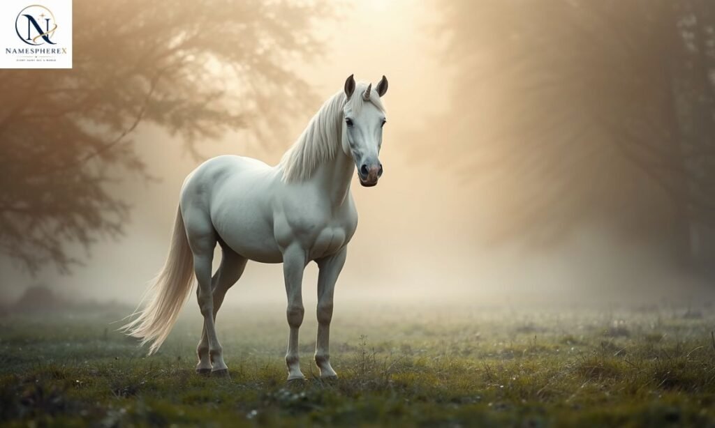 Realistic magical unicorn standing in an enchanted forest