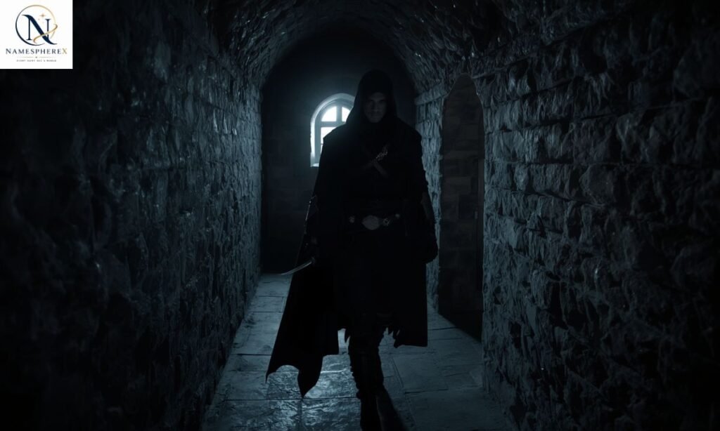 Dark assassin in a shadowy corridor representing dark assassin names