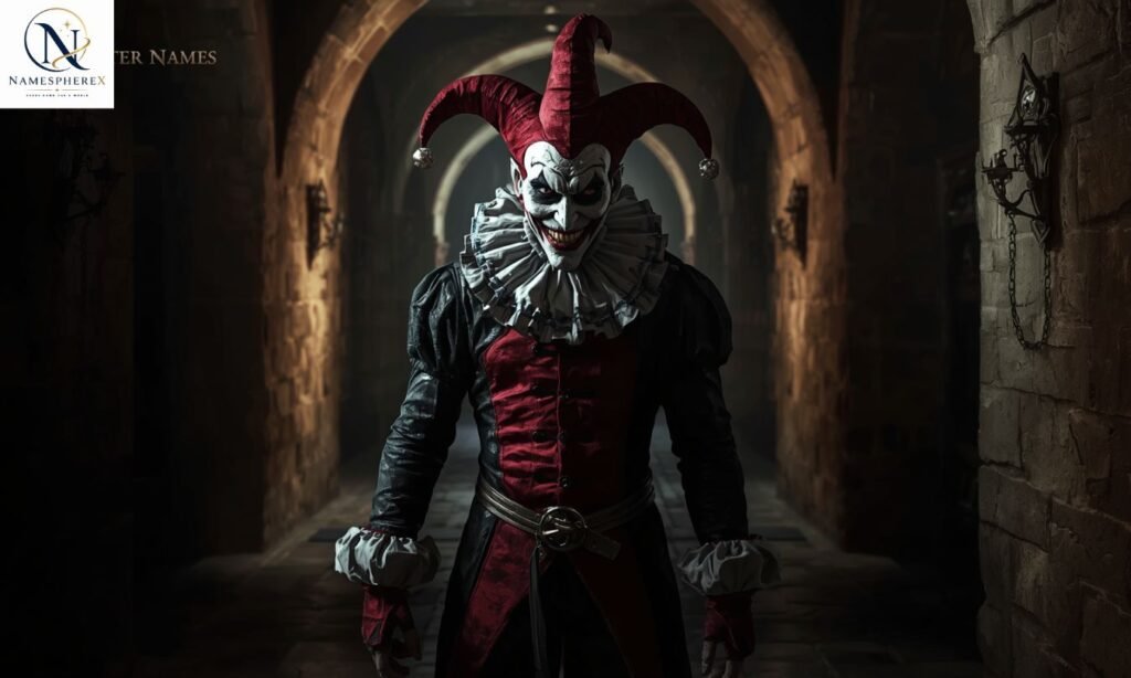  Dark evil jester with a sinister expression
