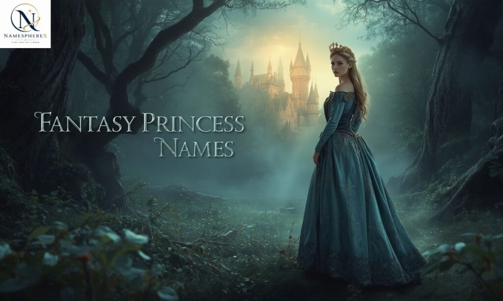 Fantasy princess names with a magical princess in an enchanted forest

