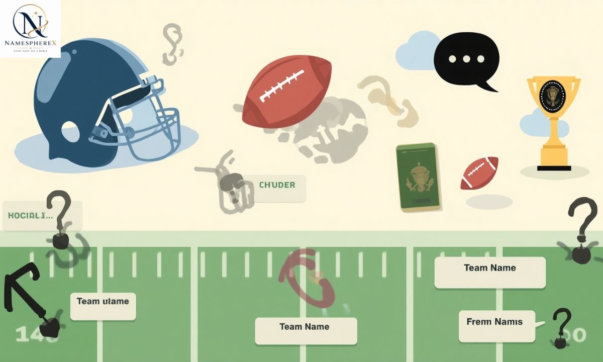Funny and inappropriate Donald Trump fantasy football team names with football and political-themed illustrations.