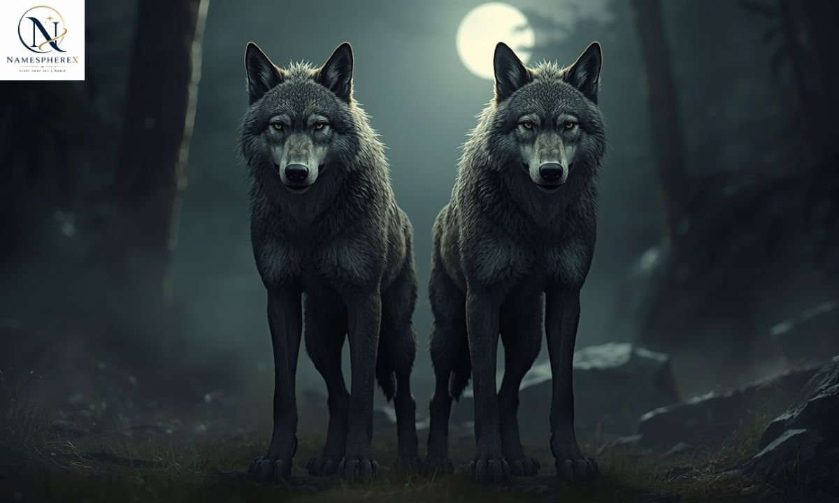 Two realistic werewolf characters representing male and female name ideas