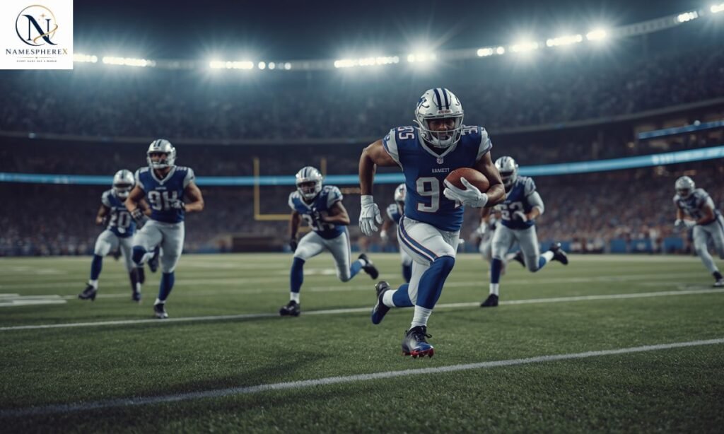 Tyreek Hill Fantasy Football Names with American football players on a stadium field