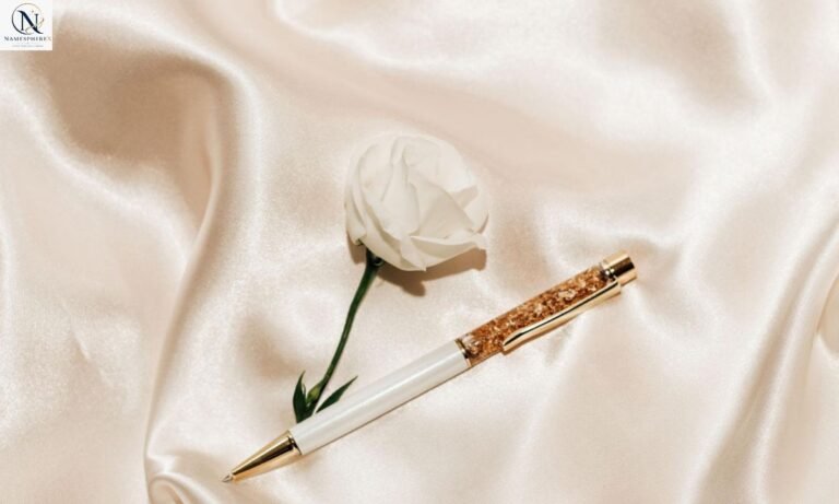 Beautiful romantic still life with roses and elegant stationery representing last names that mean love.
