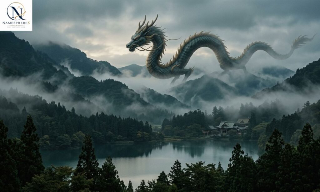 Japanese dragon above misty mountains for Japanese names that mean dragon