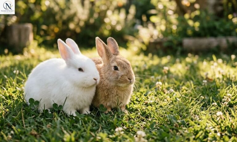 Names that mean bunny with cute rabbits in a natural garden
