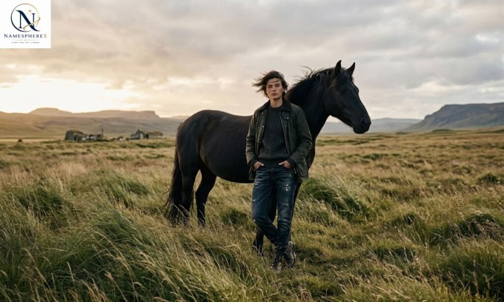 Modern names that symbolize boldness and unpredictability represented by a person and a wild horse