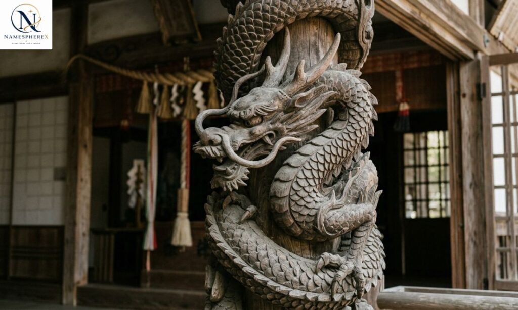 Traditional Japanese dragon sculpture representing Japanese dragon names