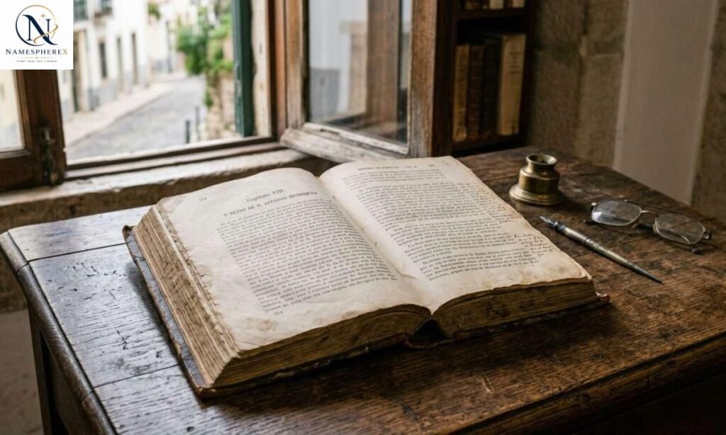 Antique manuscript representing traditional names that mean third or three.